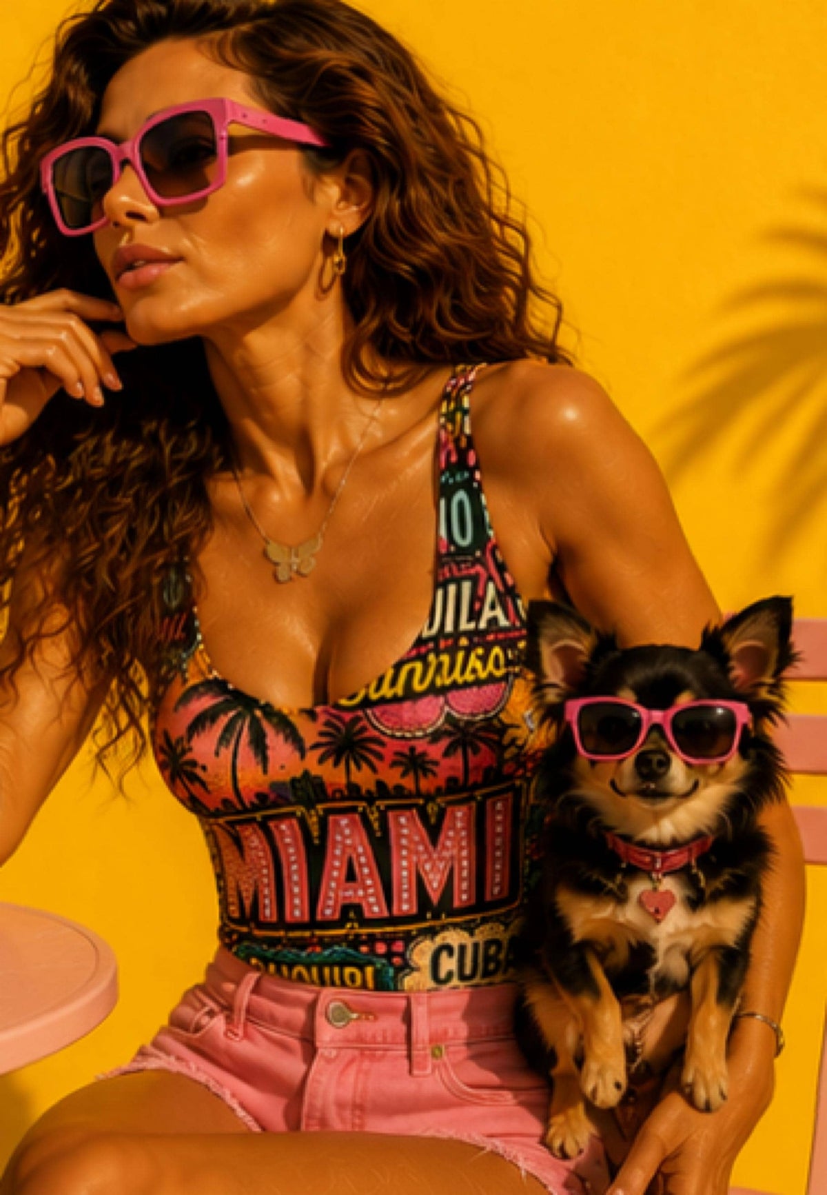 One Piece Swimsuit for Women, Miami Destination Print, Luxury Resort Wear Beachwear, Cocktail Graphic Swimwear, Papilio Litor