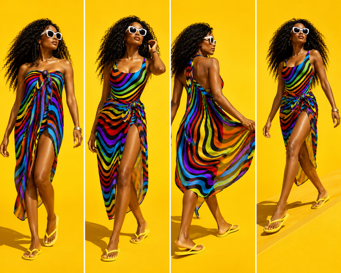 Rainbow Wave Beach Sarong | Colourful Resortwear Cover-Up – Wear It First