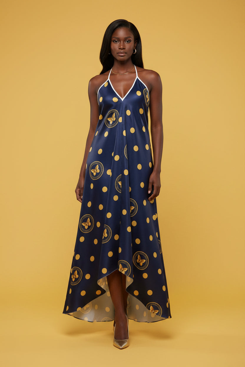 Halterneck backless dress