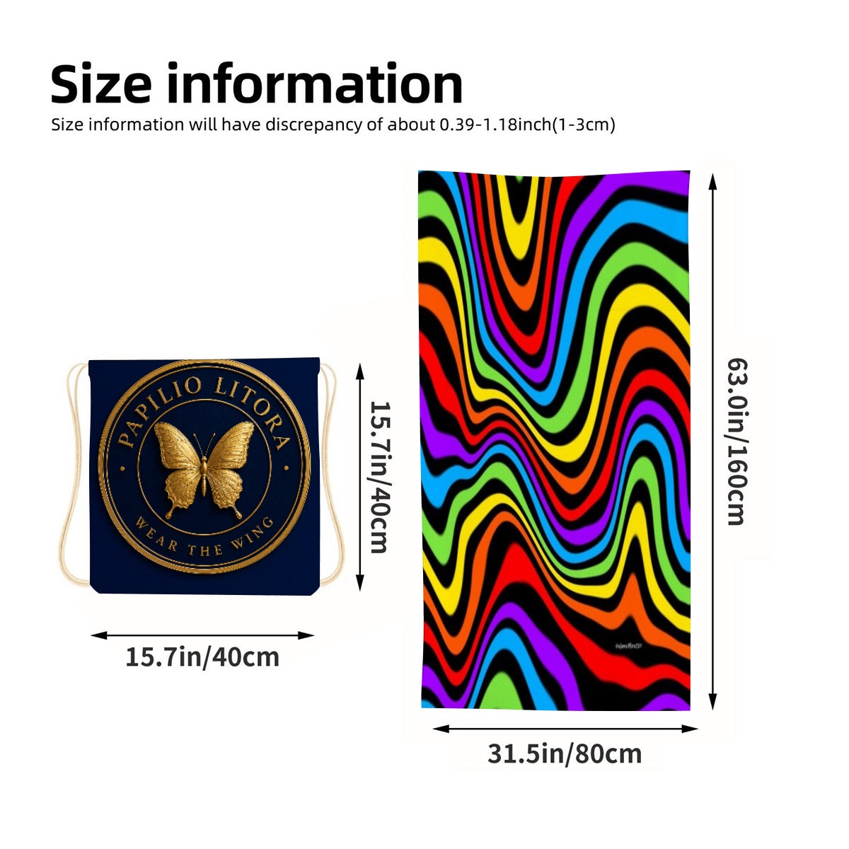Colourful Wave 2-in-1 Beach Towel Bag | Oversized Quick-Dry Travel