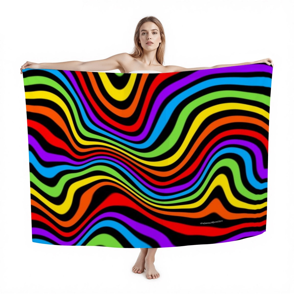 Rainbow Wave Beach Sarong | Colourful Resortwear Cover-Up – Wear It First