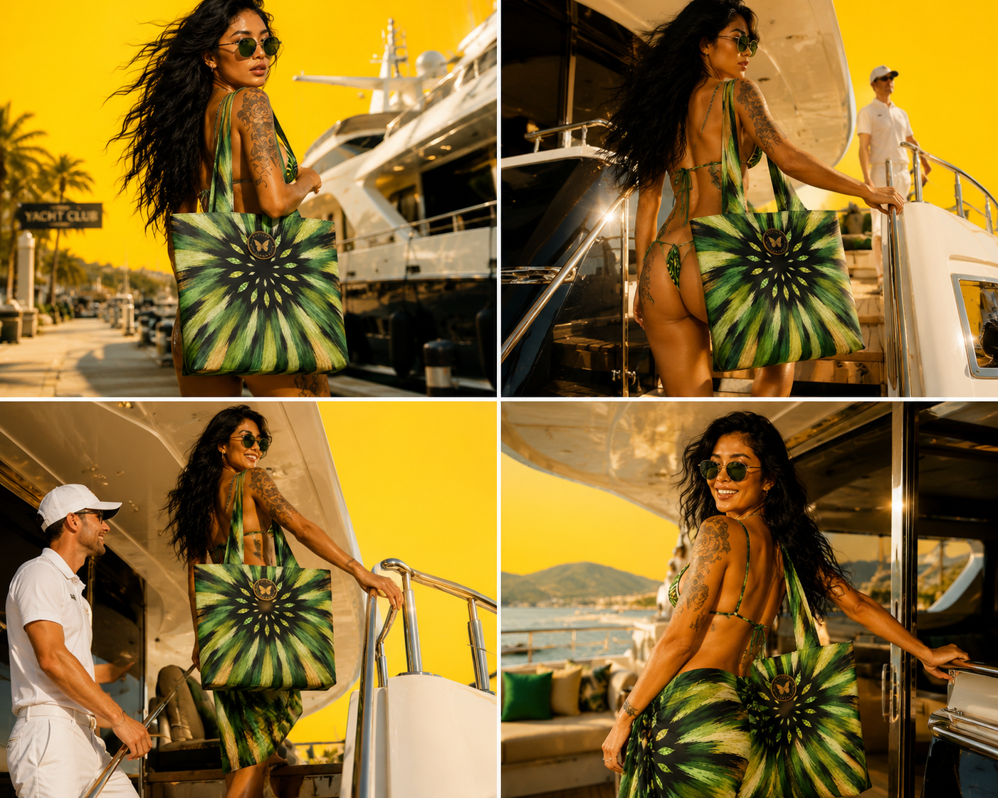 Emerald Sunburst Canvas Tote Bag | Beach Shopper | Grab the Look