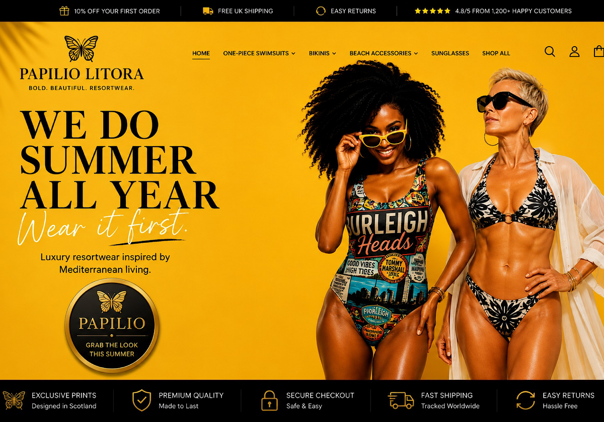 One Piece Swimsuit Women, Stars Stripes Design, Luxury Resort Swimwear, Beachwear, Papilio Litora