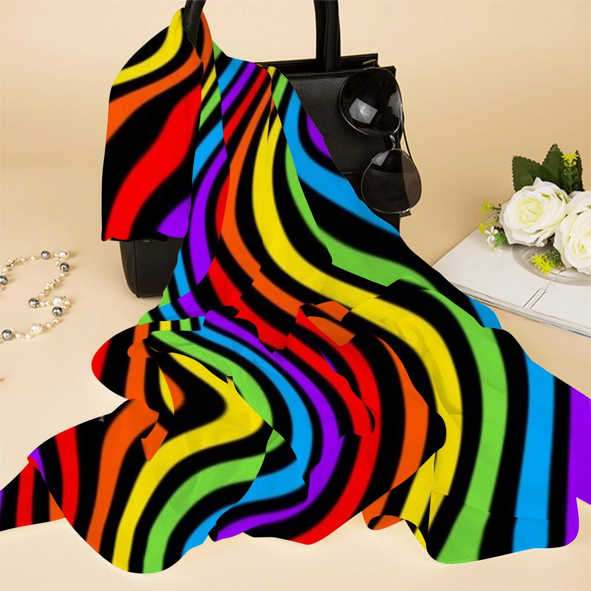 Rainbow Wave Beach Sarong | Colourful Resortwear Cover-Up – Wear It First