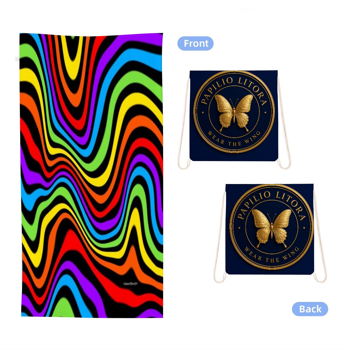 Colourful Wave 2-in-1 Beach Towel Bag | Oversized Quick-Dry Travel