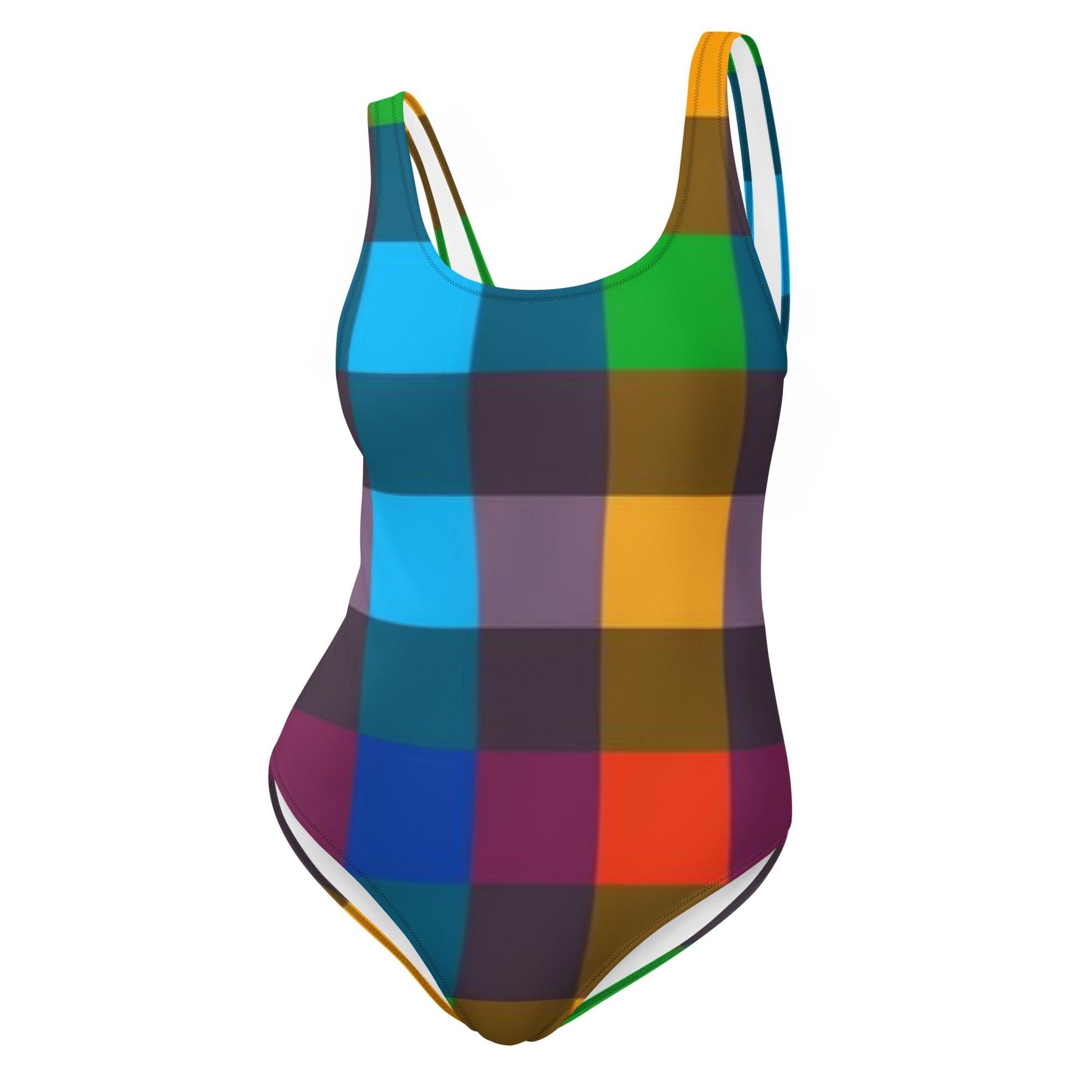 One-Piece Swimsuit, Women’s Harlequin™ Multicolour Geometric Check, Luxury Resort Wear, Papilio Litora