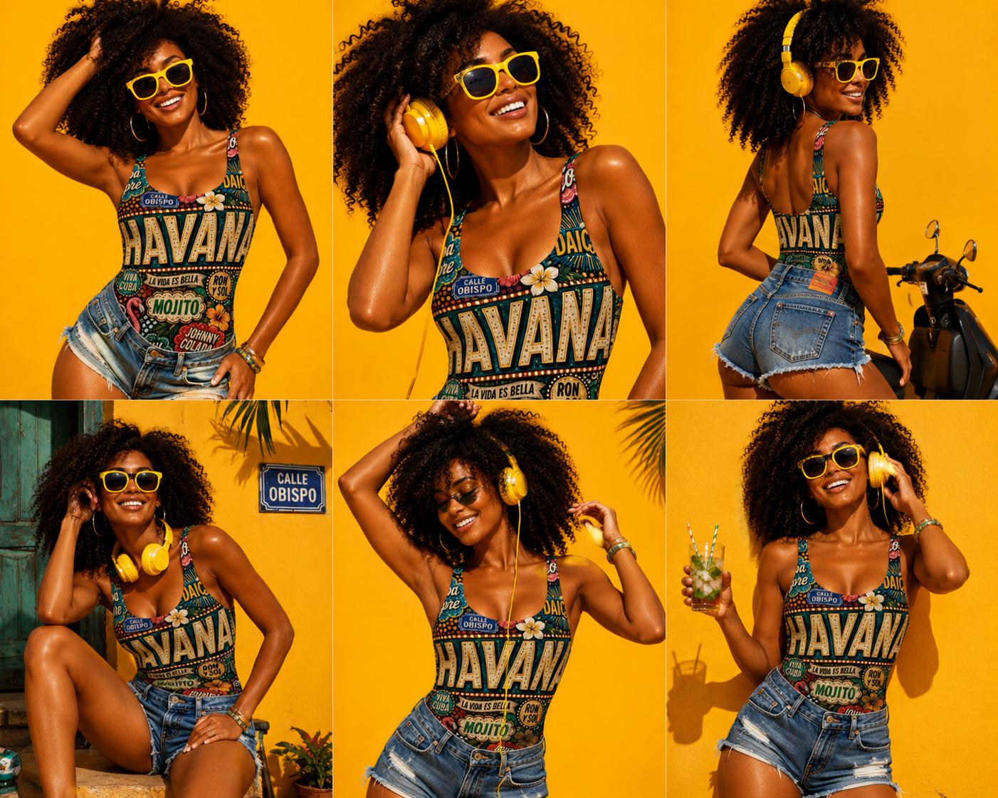 One Piece Swimsuit for Women, Havana Cuba Destination Print, Luxury Resort Wear Beachwear, Papilio Litora. Wear It First.