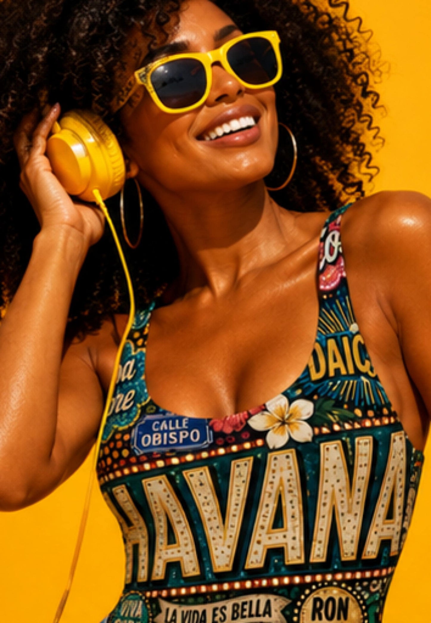 One Piece Swimsuit for Women, Havana Cuba Destination Print, Luxury Resort Wear Beachwear, Papilio Litora. Wear It First.
