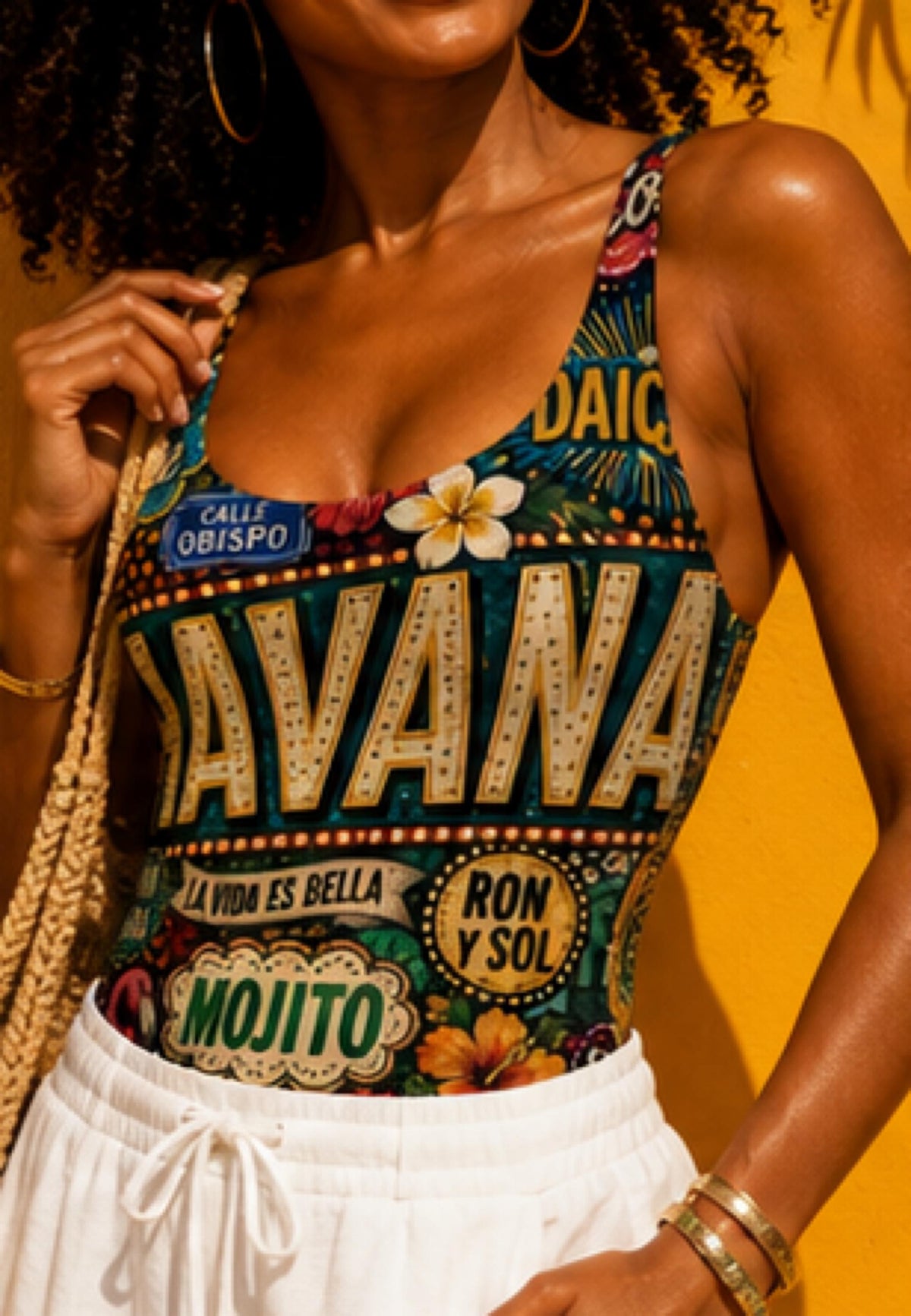 One Piece Swimsuit for Women, Havana Cuba Destination Print, Luxury Resort Wear Beachwear, Papilio Litora. Wear It First.