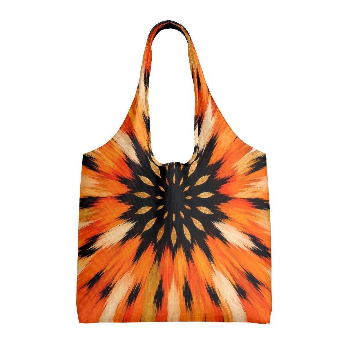 Large Canvas Tote Bag, Orange Sunburst Travel Tote, Luxury Resort Beach Bag, Designer Shoulder Shopper, Grab the Look, Papili