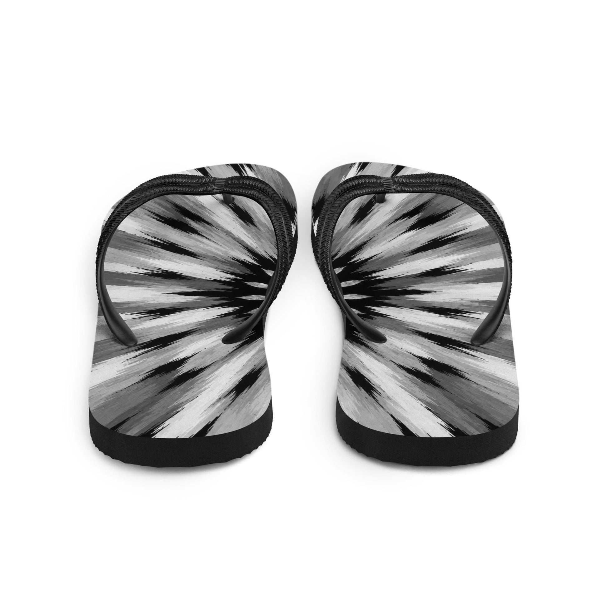 Luxury Women’s Flip Flops | Black & White Sunburst Resort Sandals | Wear It First™ | Grab the Look | Papilio Litora