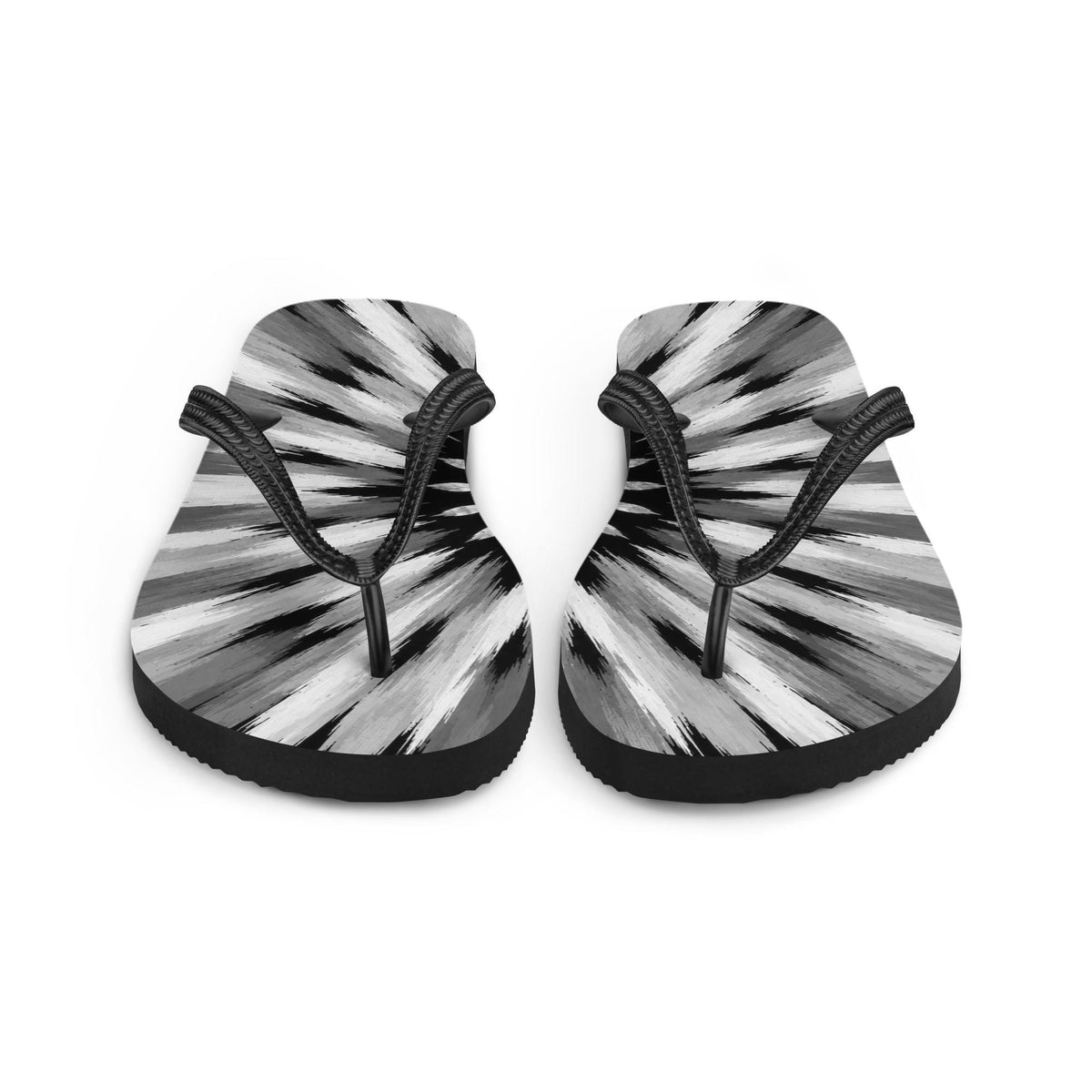 Luxury Women’s Flip Flops | Black & White Sunburst Resort Sandals | Wear It First™ | Grab the Look | Papilio Litora