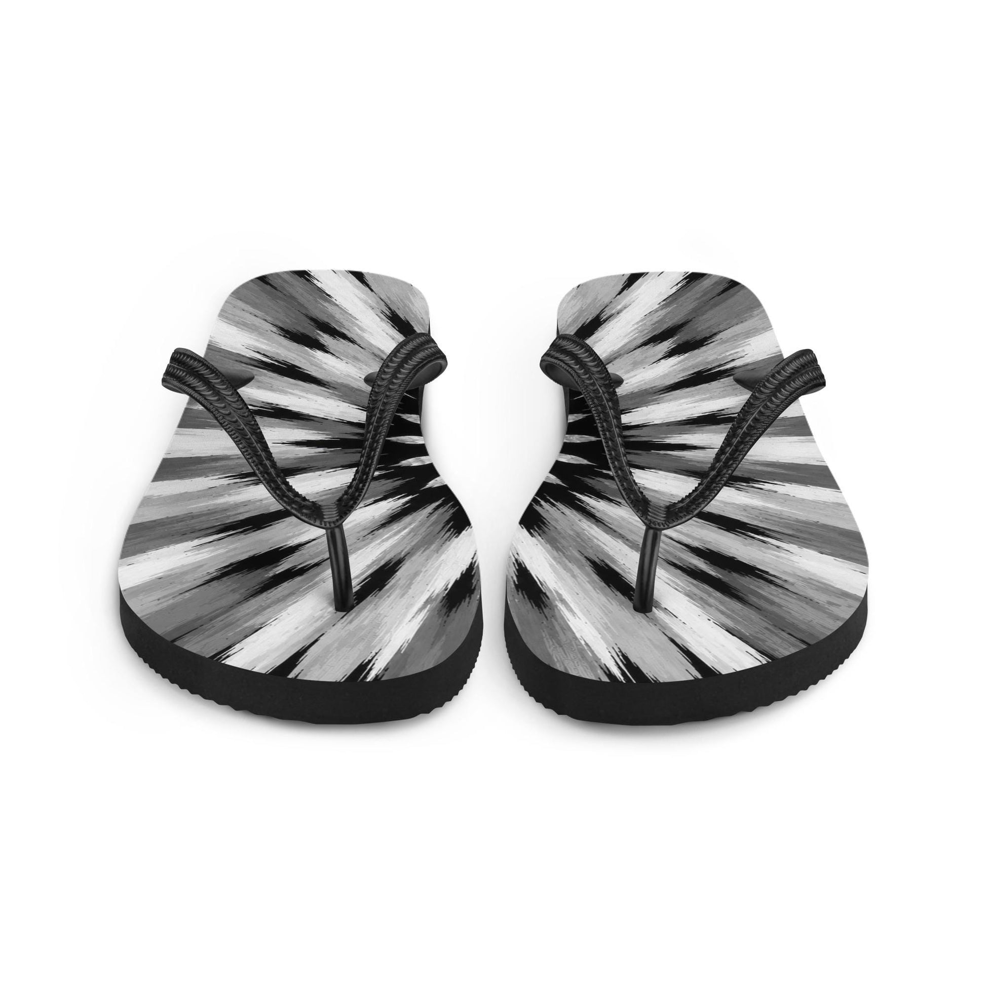 Luxury Women’s Flip Flops | Black & White Sunburst Resort Sandals | Wear It First™ | Grab the Look | Papilio Litora