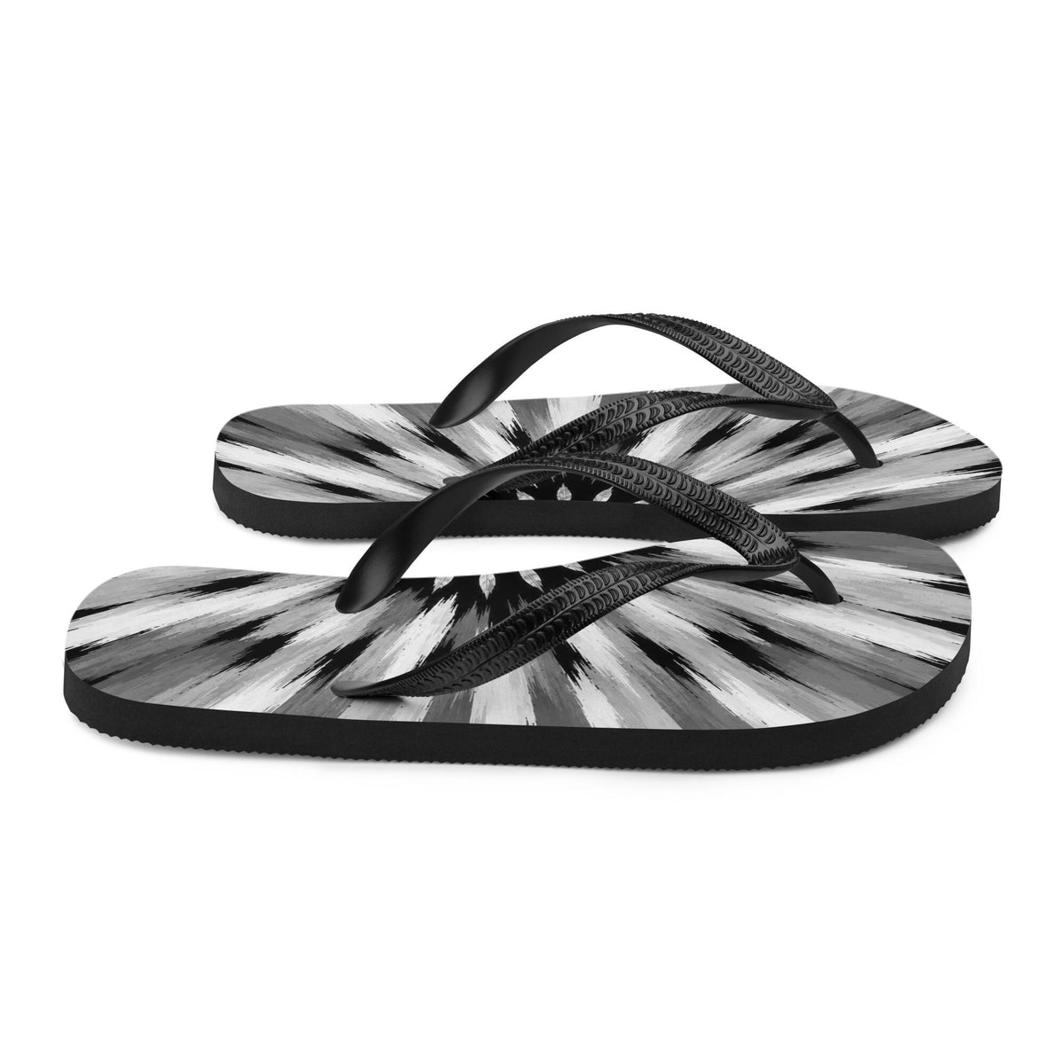 Luxury Women’s Flip Flops | Black & White Sunburst Resort Sandals | Wear It First™ | Grab the Look | Papilio Litora