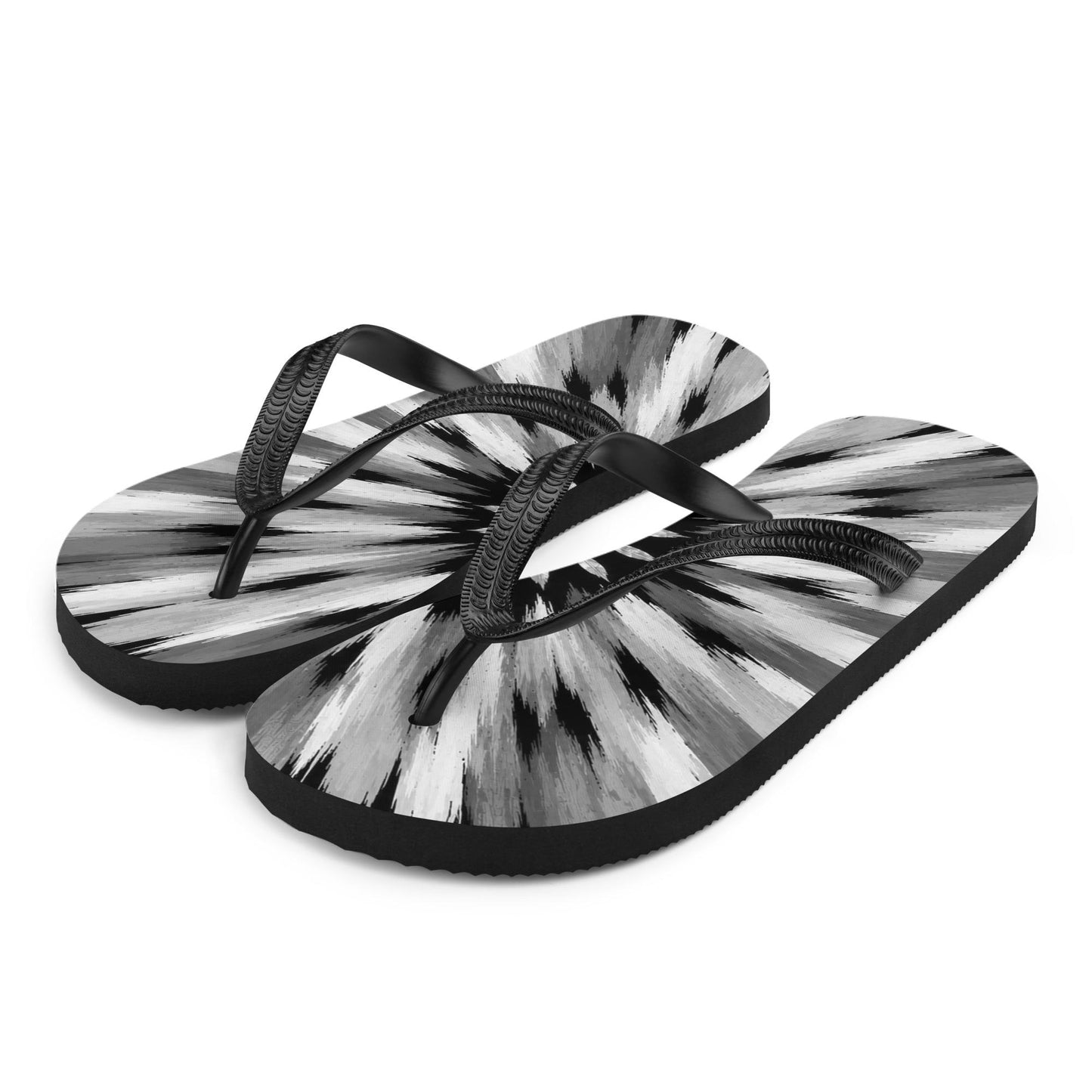 Luxury Women’s Flip Flops | Black & White Sunburst Resort Sandals | Wear It First™ | Grab the Look | Papilio Litora
