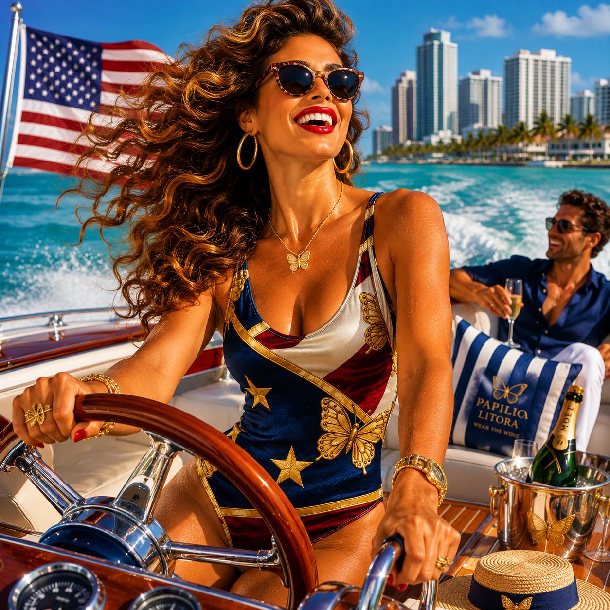 Luxury Women’s Flip Flops | Stars & Stripes Resort Sandals | Wear It First™ | Grab the Look | Papilio Litora
