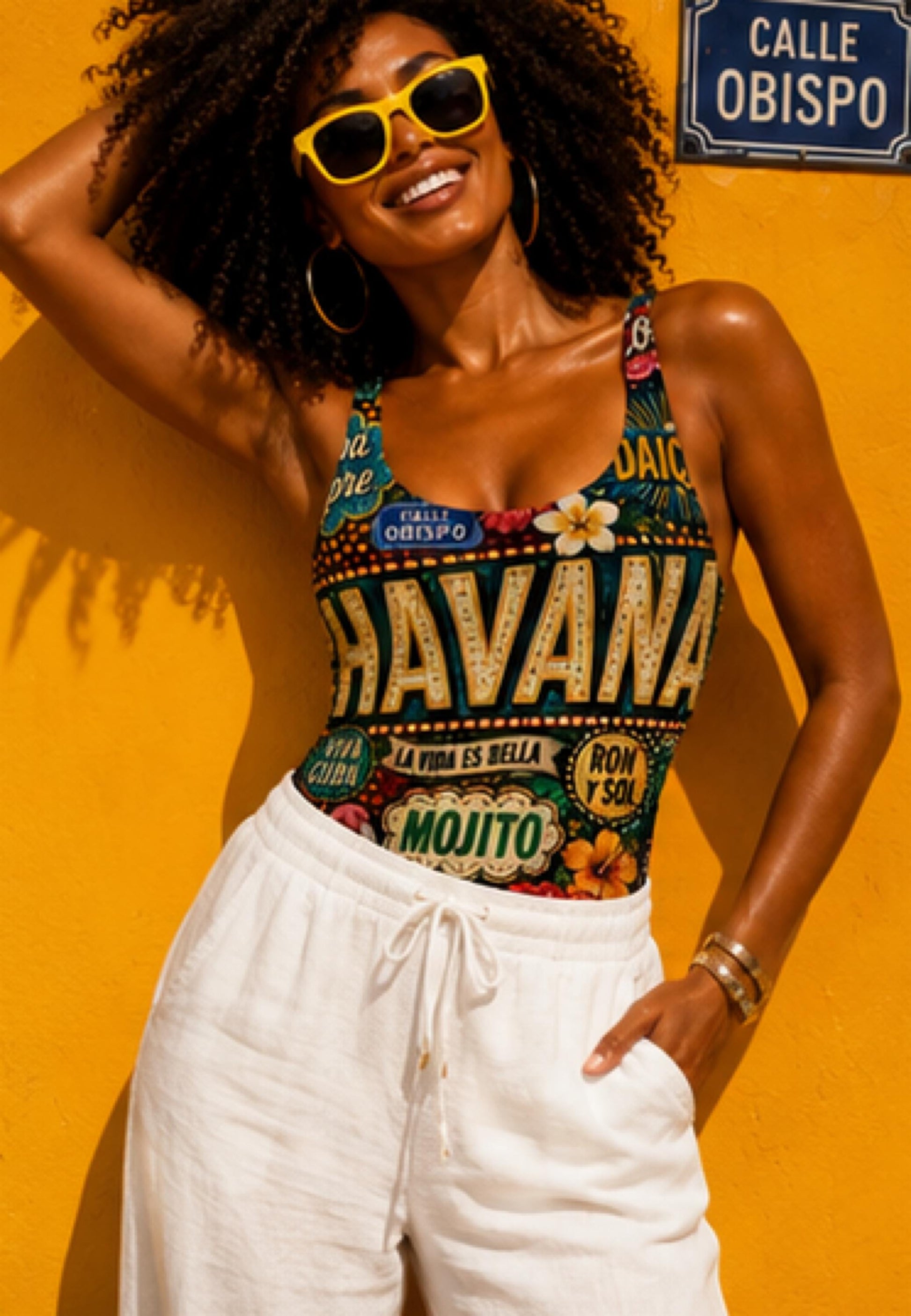 One Piece Swimsuit for Women, Havana Cuba Destination Print, Luxury Resort Wear Beachwear, Papilio Litora. Wear It First.