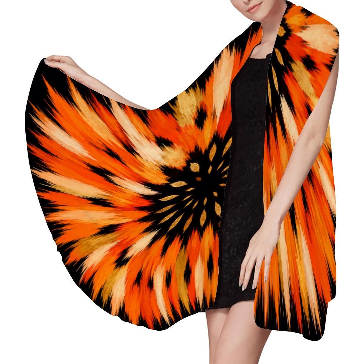 Beach Sarong for Women, Orange Resort Cover Up, Luxury Swim Wrap, Vacation Beachwear, Matching Bikini & Tote, Papilio Litora