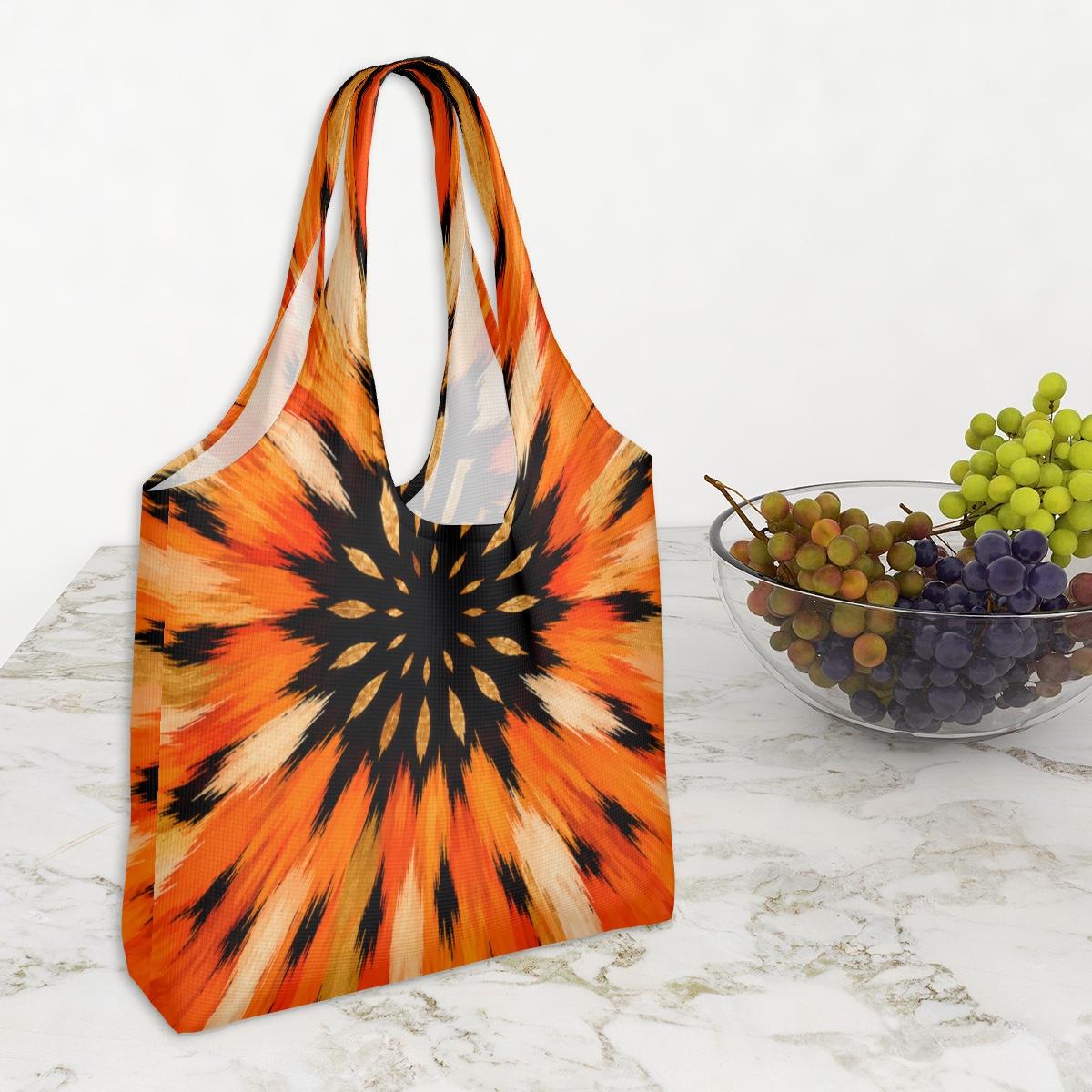 Large Canvas Tote Bag, Orange Sunburst Travel Tote, Luxury Resort Beach Bag, Designer Shoulder Shopper, Grab the Look, Papili