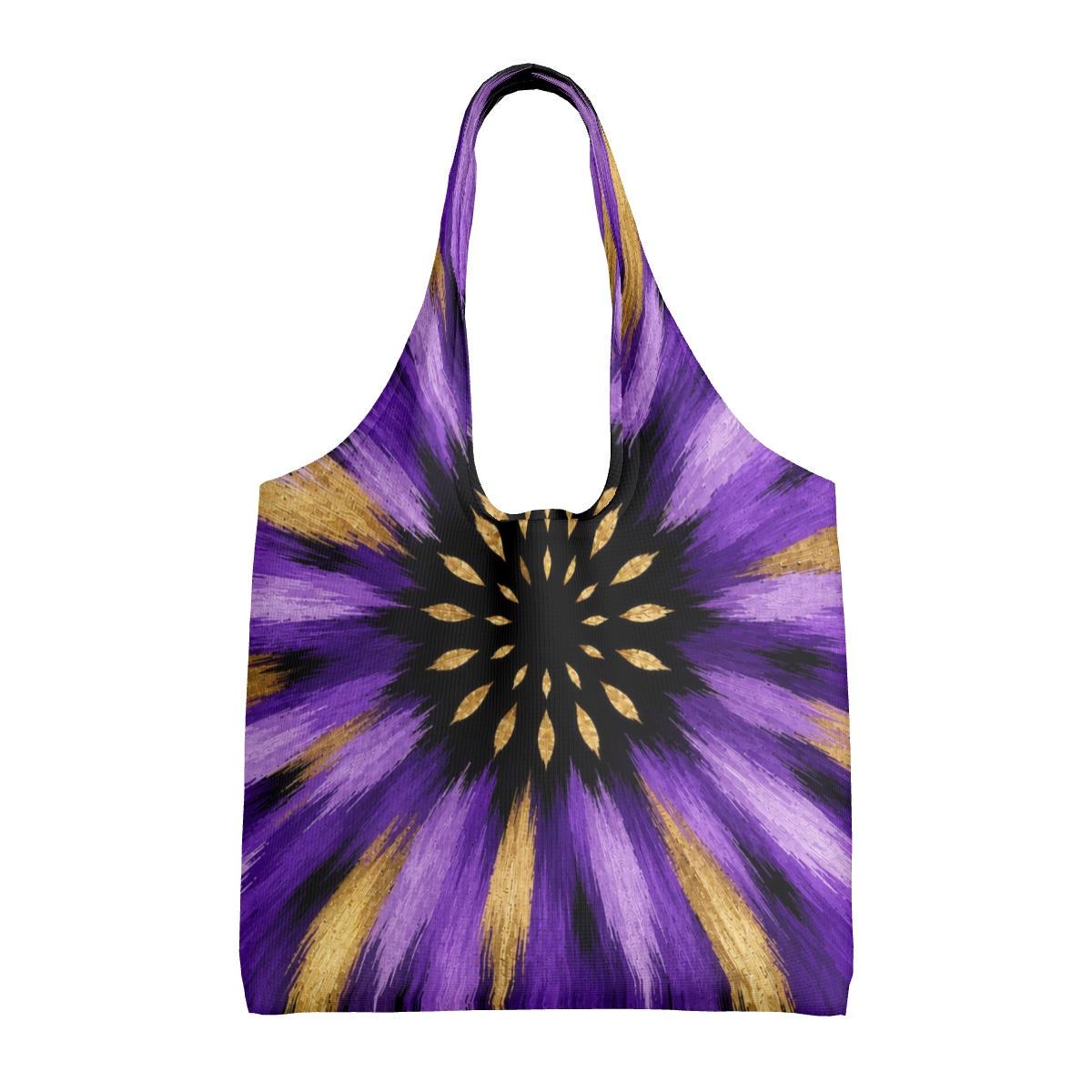 Large Canvas Tote Bag, Purple Sunburst Beach Tote, Luxury Resort Shoulder Bag, Designer Travel Shopper, Grab the Look, Papili