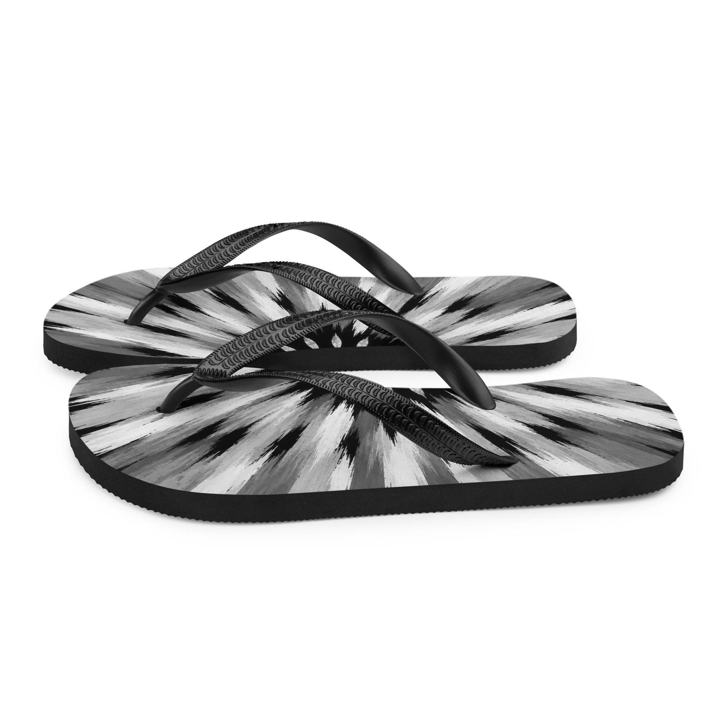 Luxury Women’s Flip Flops | Black & White Sunburst Resort Sandals | Wear It First™ | Grab the Look | Papilio Litora