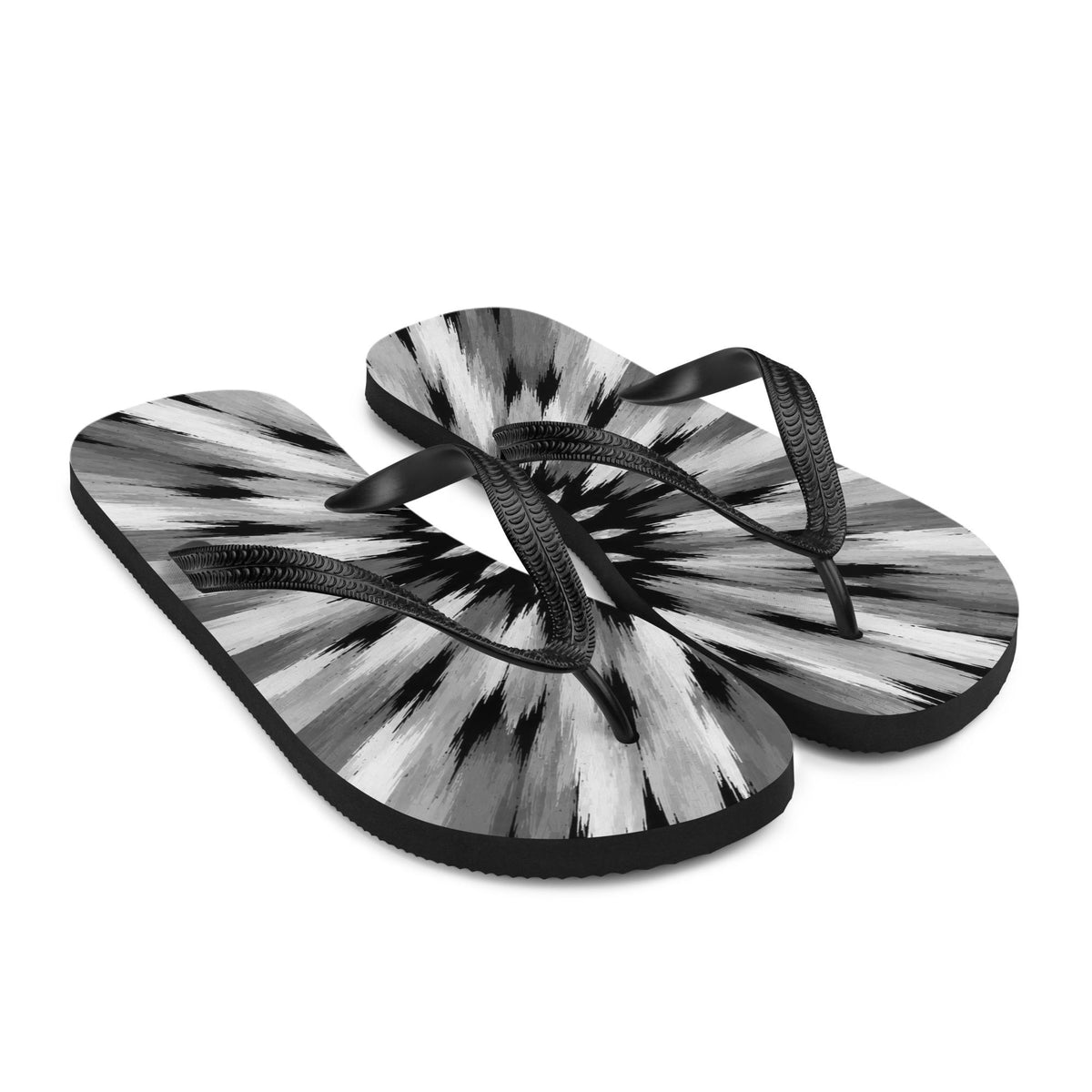 Luxury Women’s Flip Flops | Black & White Sunburst Resort Sandals | Wear It First™ | Grab the Look | Papilio Litora