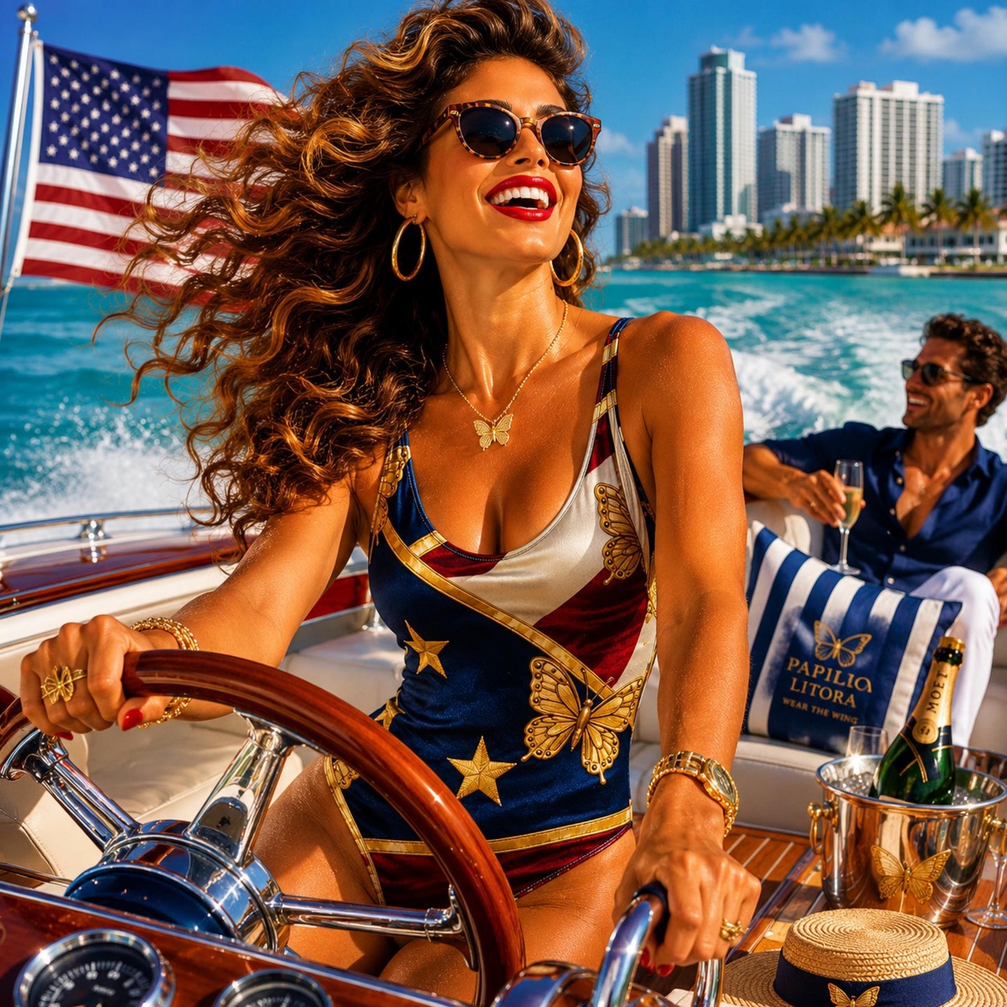 Luxury Women’s Flip Flops | Stars & Stripes Resort Sandals | Wear It First™ | Grab the Look | Papilio Litora